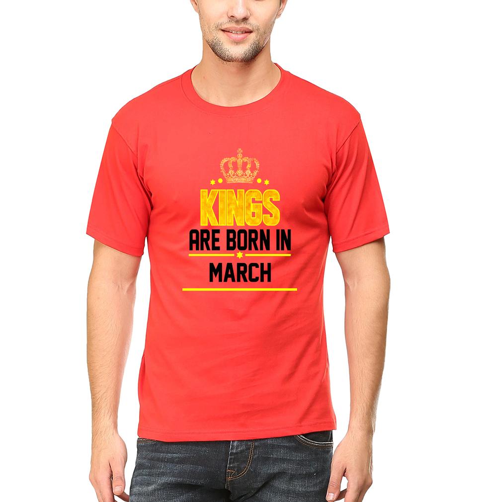 Kings Are Born In March Half Sleeves T-Shirt For Men-FunkyTradition - FunkyTradition