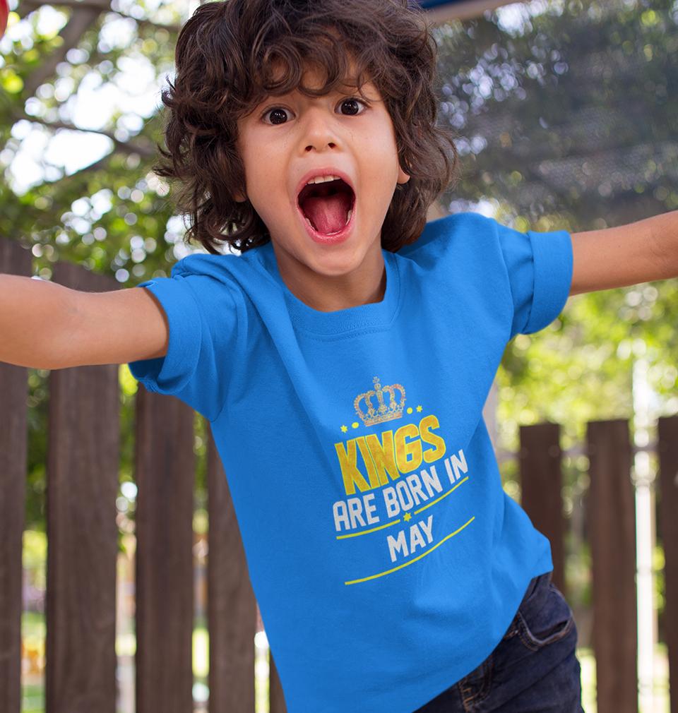 Kings Are Born In May Half Sleeves T-Shirt for Boy-FunkyTradition - FunkyTradition