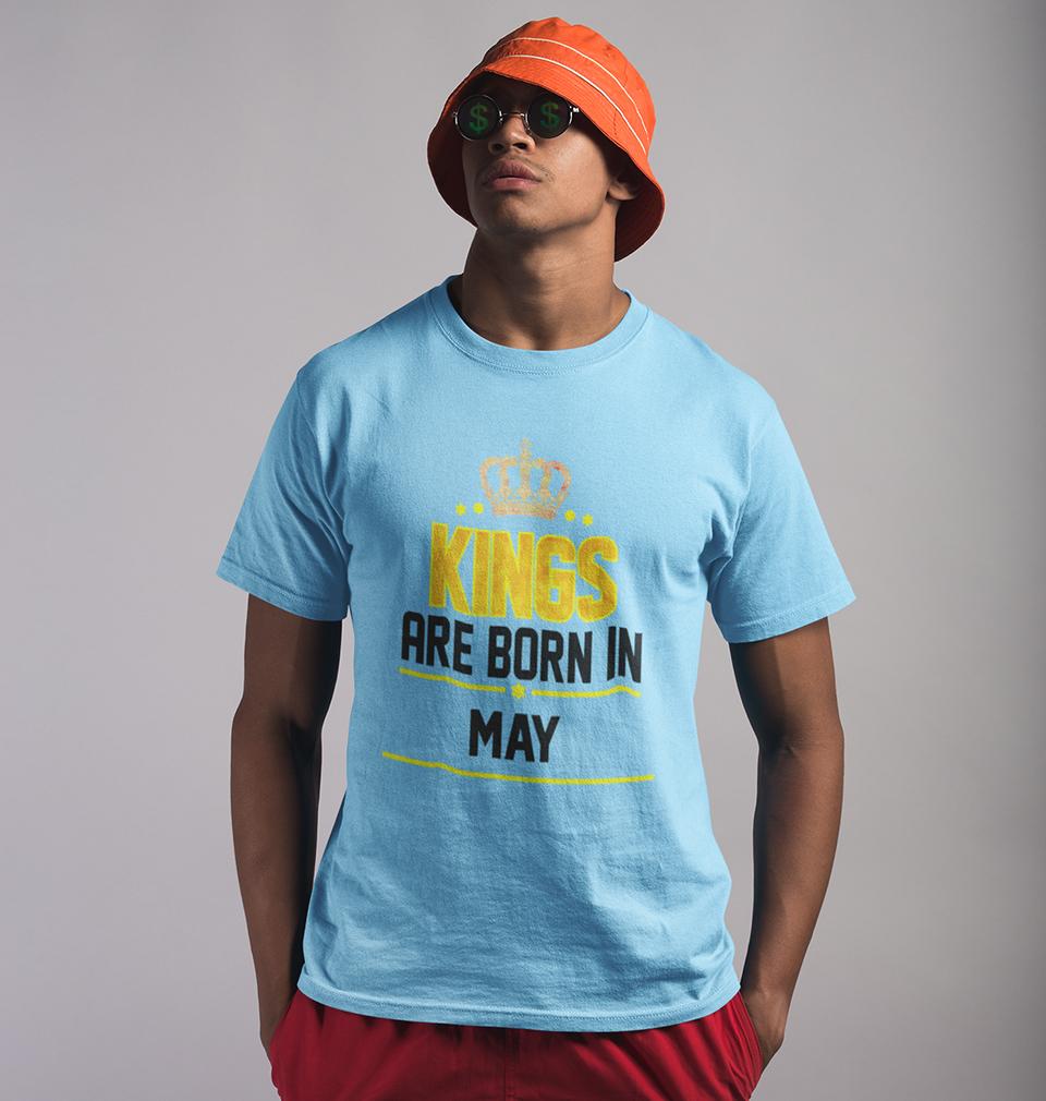 Kings Are Born In May Half Sleeves T-Shirt For Men-FunkyTradition - FunkyTradition
