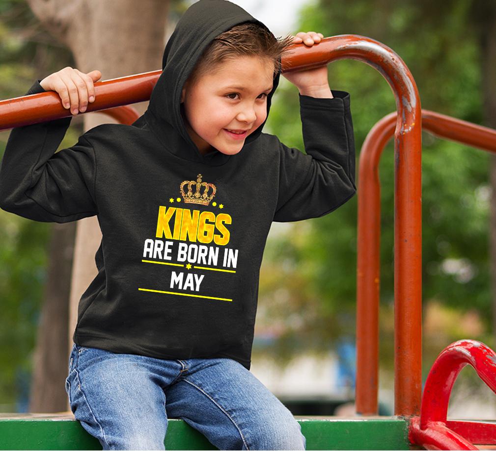 Kings Are Born In May Hoodie For Boys-FunkyTradition - FunkyTradition
