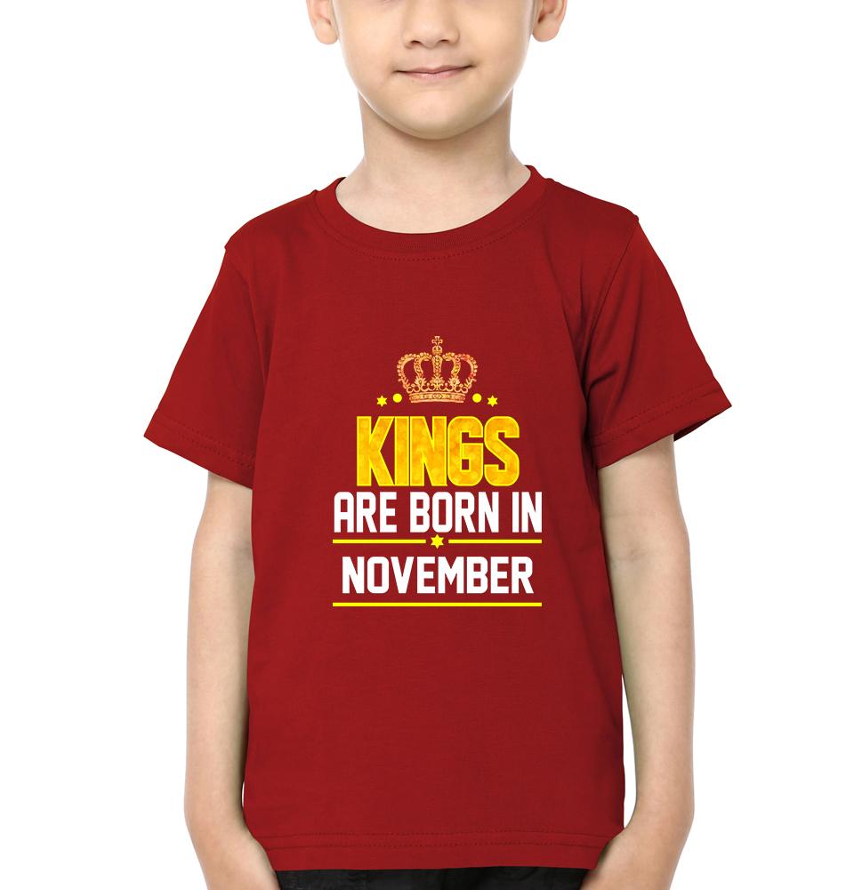 Kings Are Born In November Half Sleeves T-Shirt for Boy-FunkyTradition - FunkyTradition