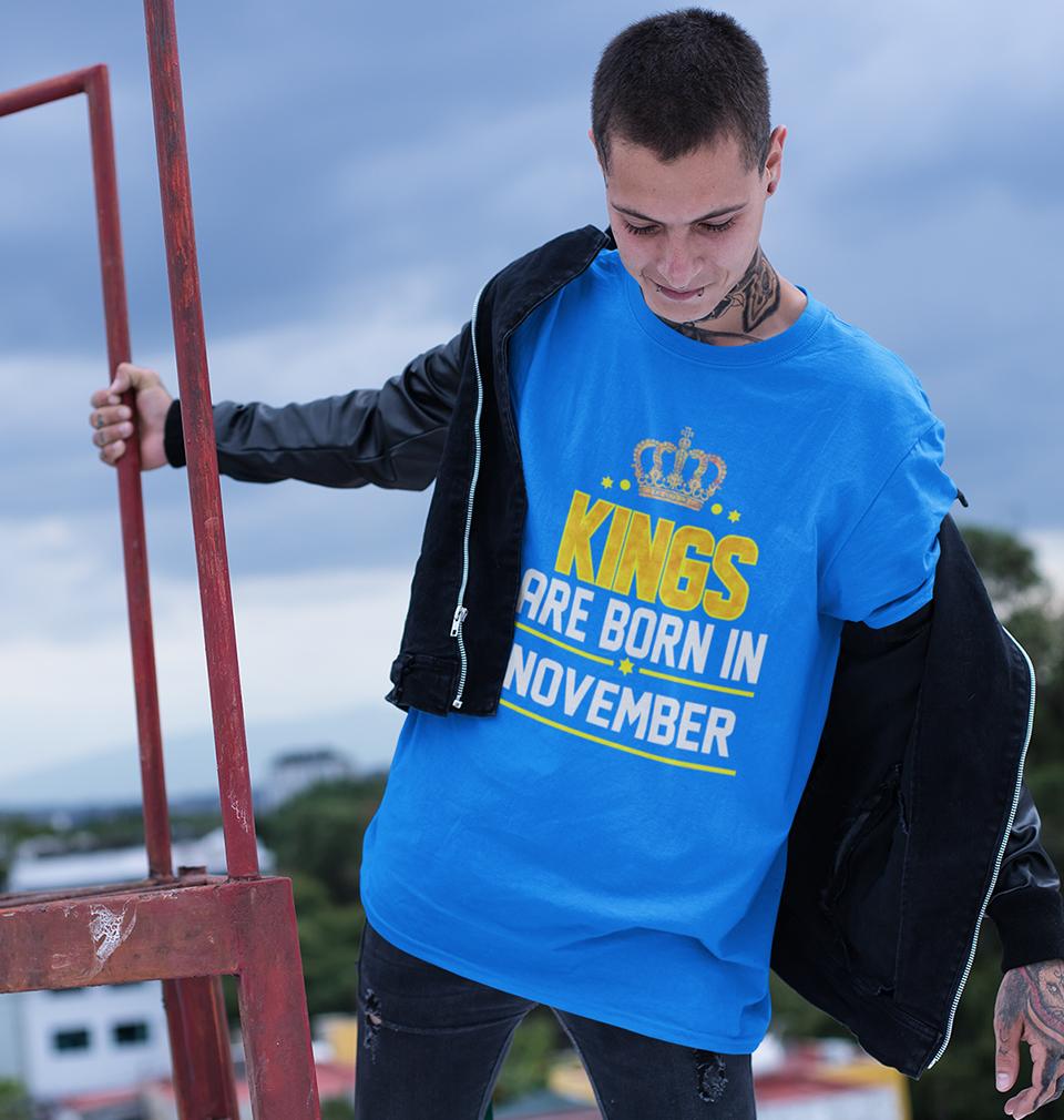 Kings Are Born In November Half Sleeves T-Shirt For Men-FunkyTradition - FunkyTradition
