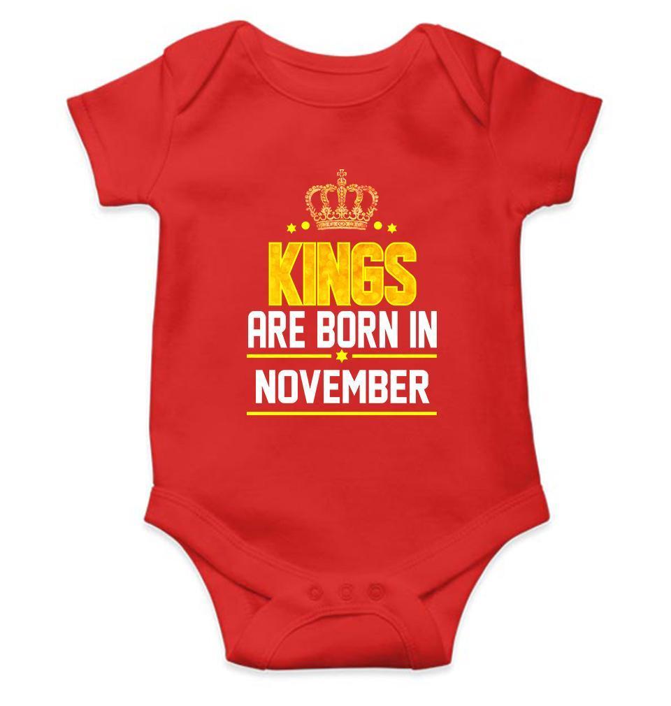 Kings are born in November Rompers for Baby Boy- FunkyTradition - FunkyTradition