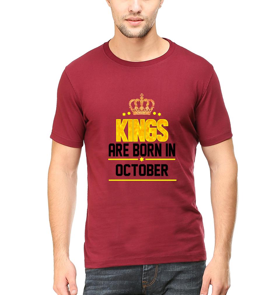 Kings Are Born In October Half Sleeves T-Shirt For Men-FunkyTradition - FunkyTradition