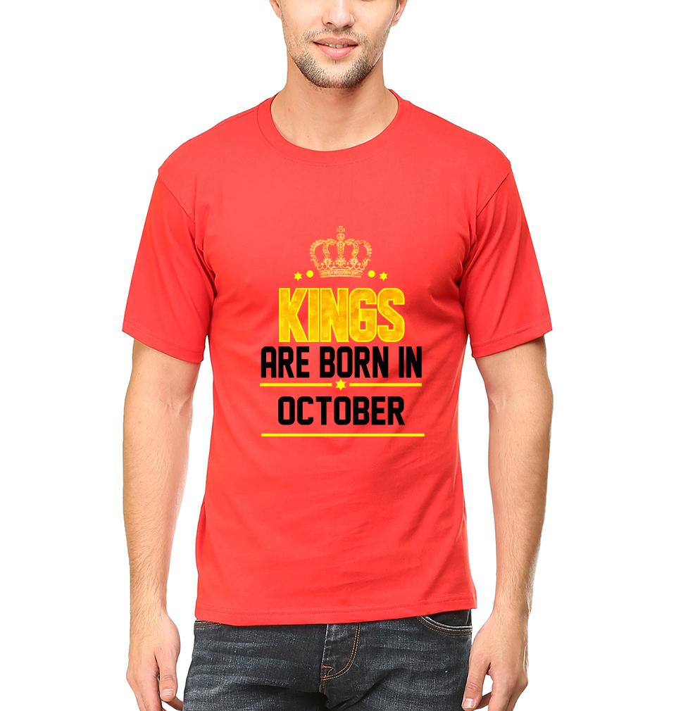 Kings Are Born In October Half Sleeves T-Shirt For Men-FunkyTradition - FunkyTradition