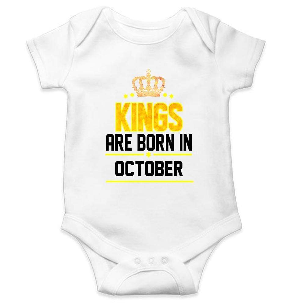 Kings are born in October Rompers for Baby Boy- FunkyTradition - FunkyTradition