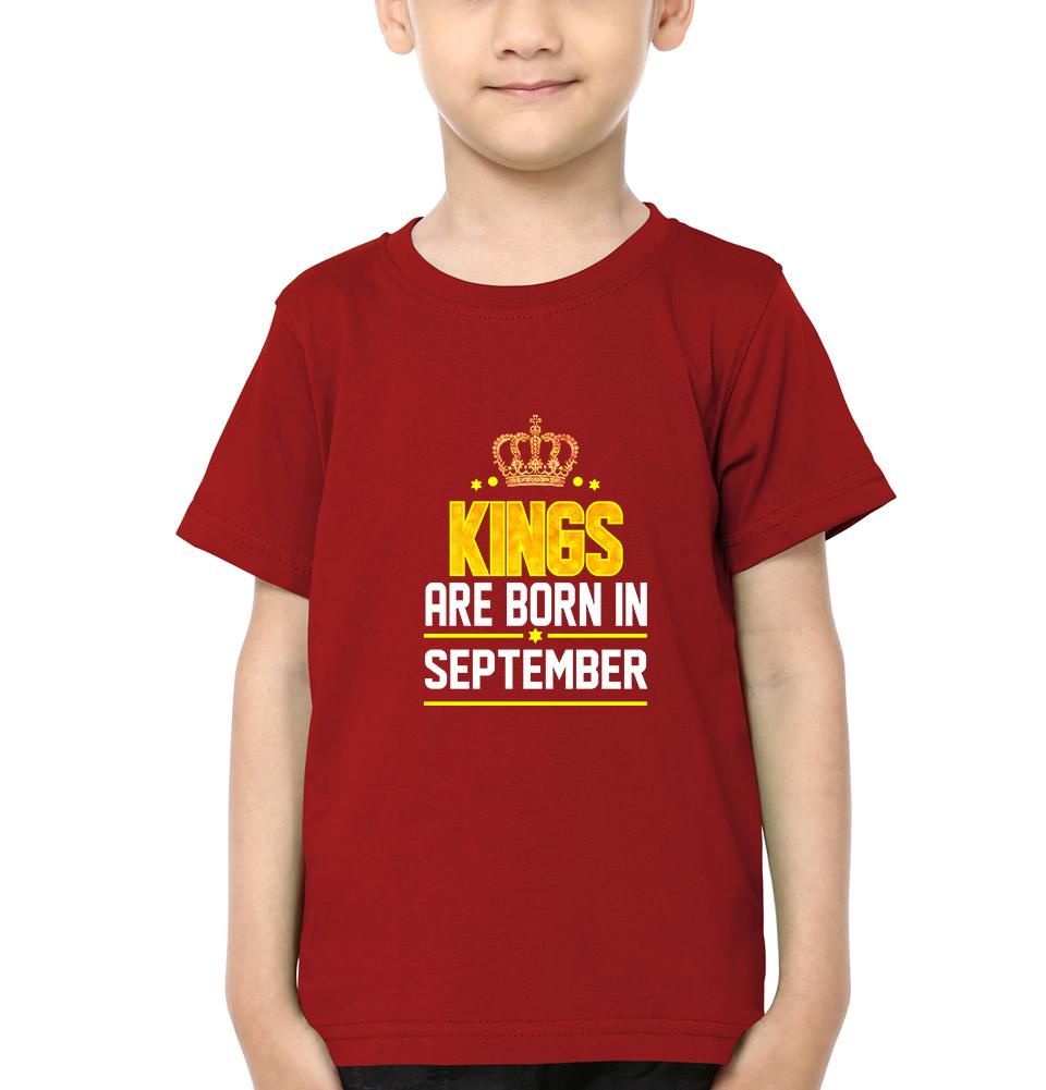 Kings Are Born In September Half Sleeves T-Shirt for Boy-FunkyTradition - FunkyTradition