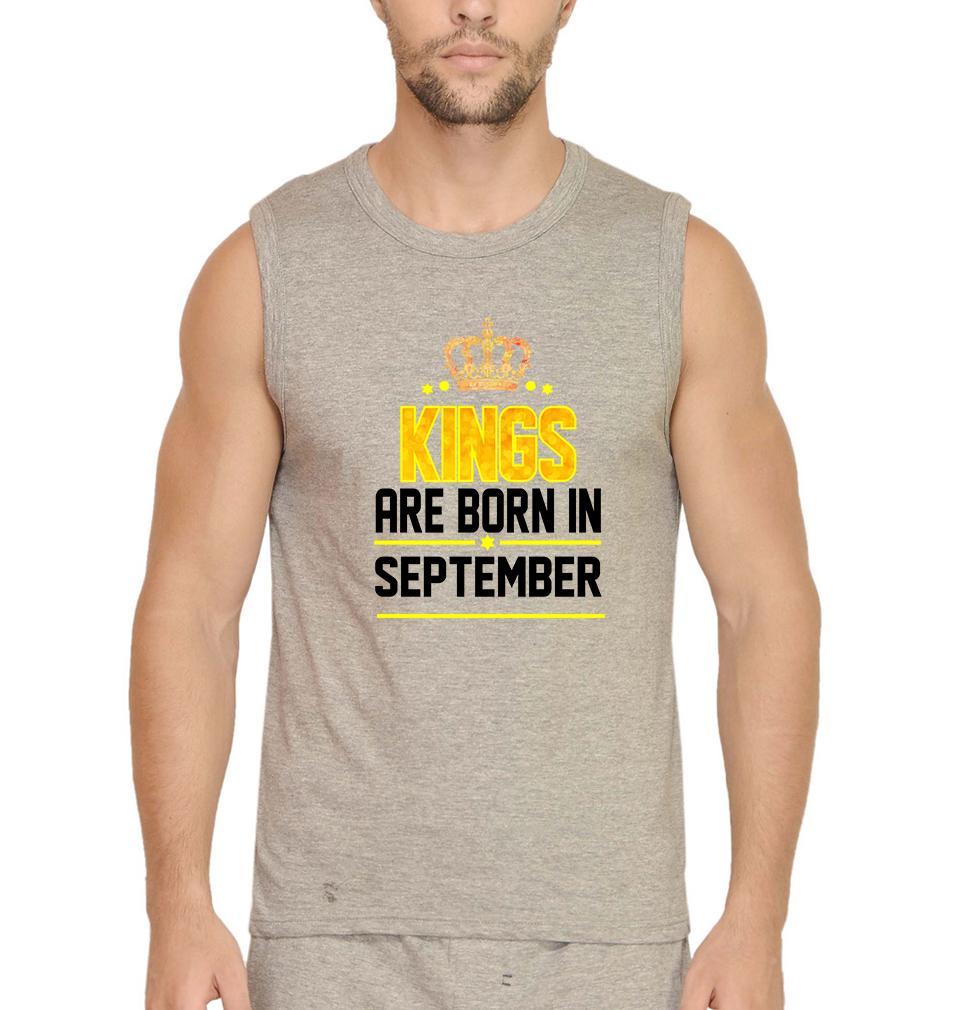Kings Are Born In September Men Sleeveless T-Shirts-FunkyTradition - FunkyTradition