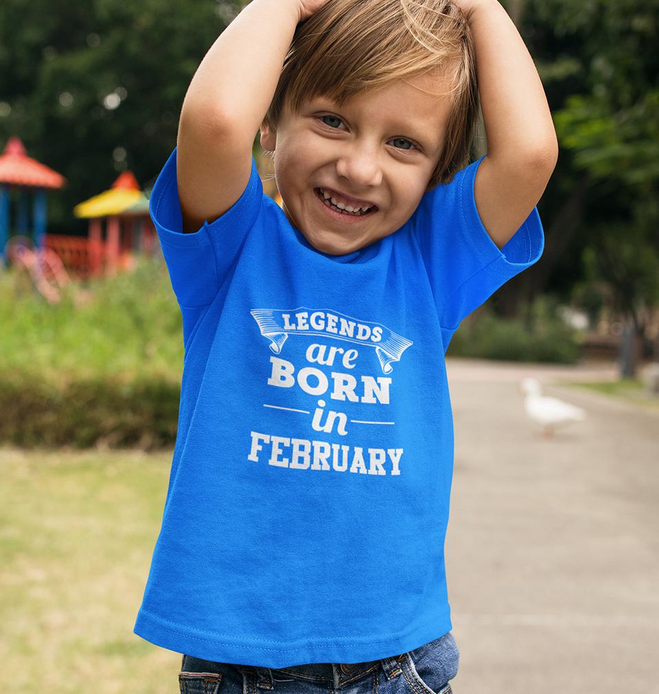 Legends are Born in February Half Sleeves T-Shirt for Boy-FunkyTradition - FunkyTradition