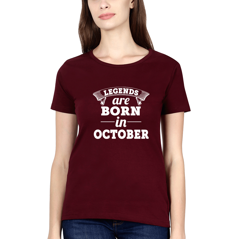 Legends are Born in October Womens Half Sleeves T-Shirts-FunkyTradition Half Sleeves T-Shirt FunkyTradition