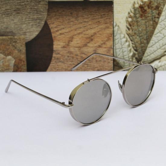 Mafia Round Cap Silver Frame Silver Glass Aviator Sunglasses-FunkyTradition Premium FunkyTradition