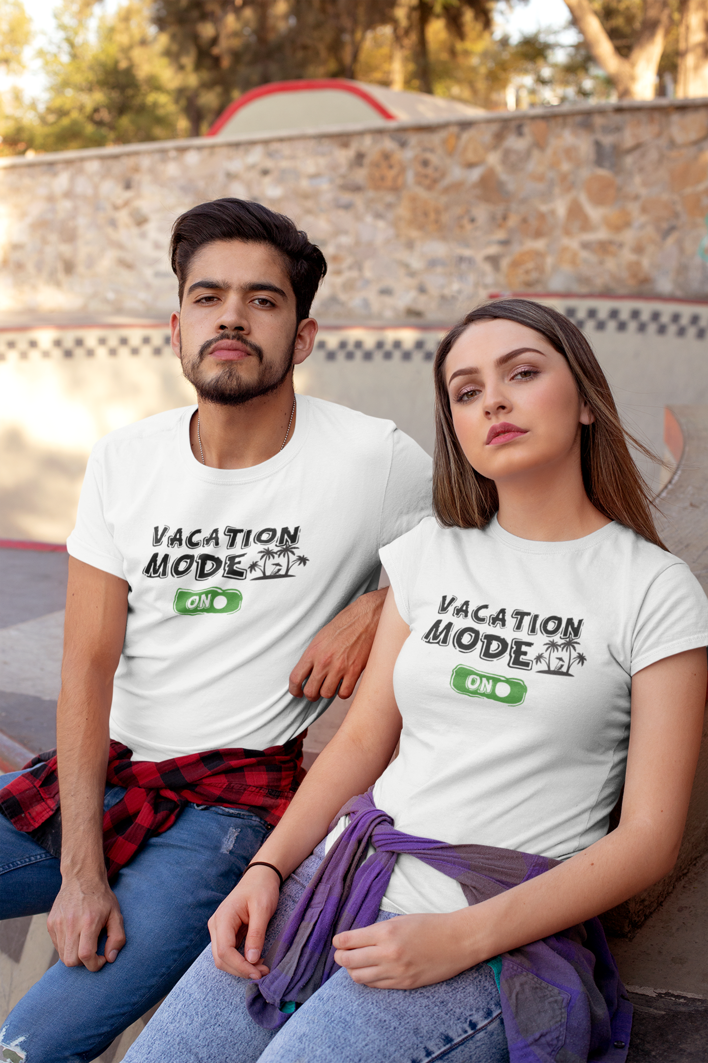 Vacation Mode Couple Half Sleeves T-Shirts -FunkyTradition