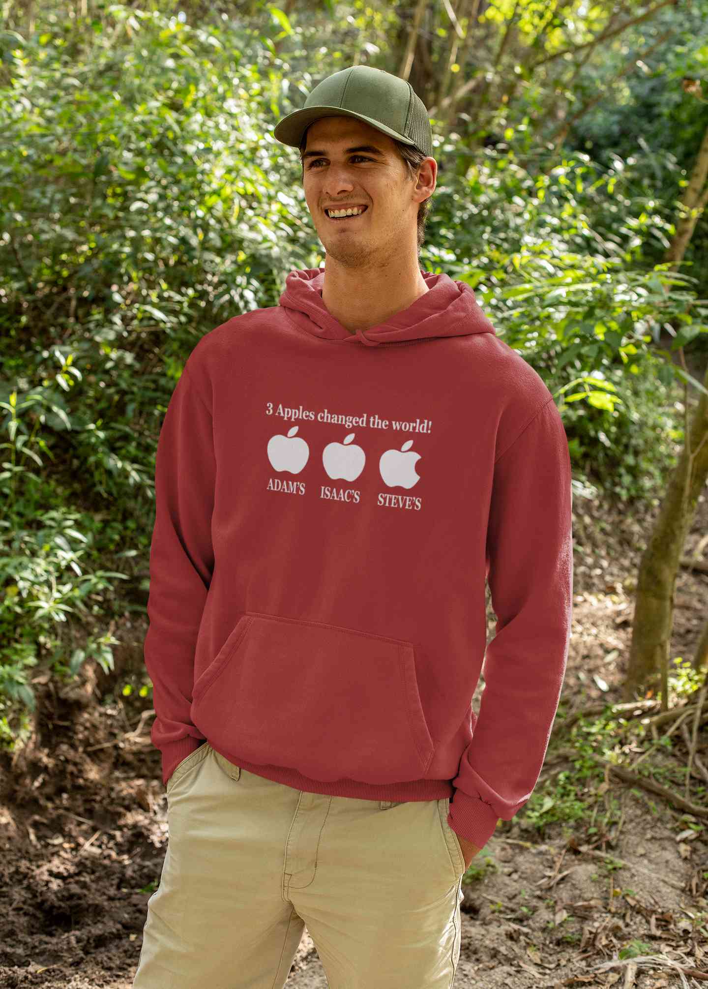 3 Apples Changed The World Typography Men Hoodies-FunkyTradition