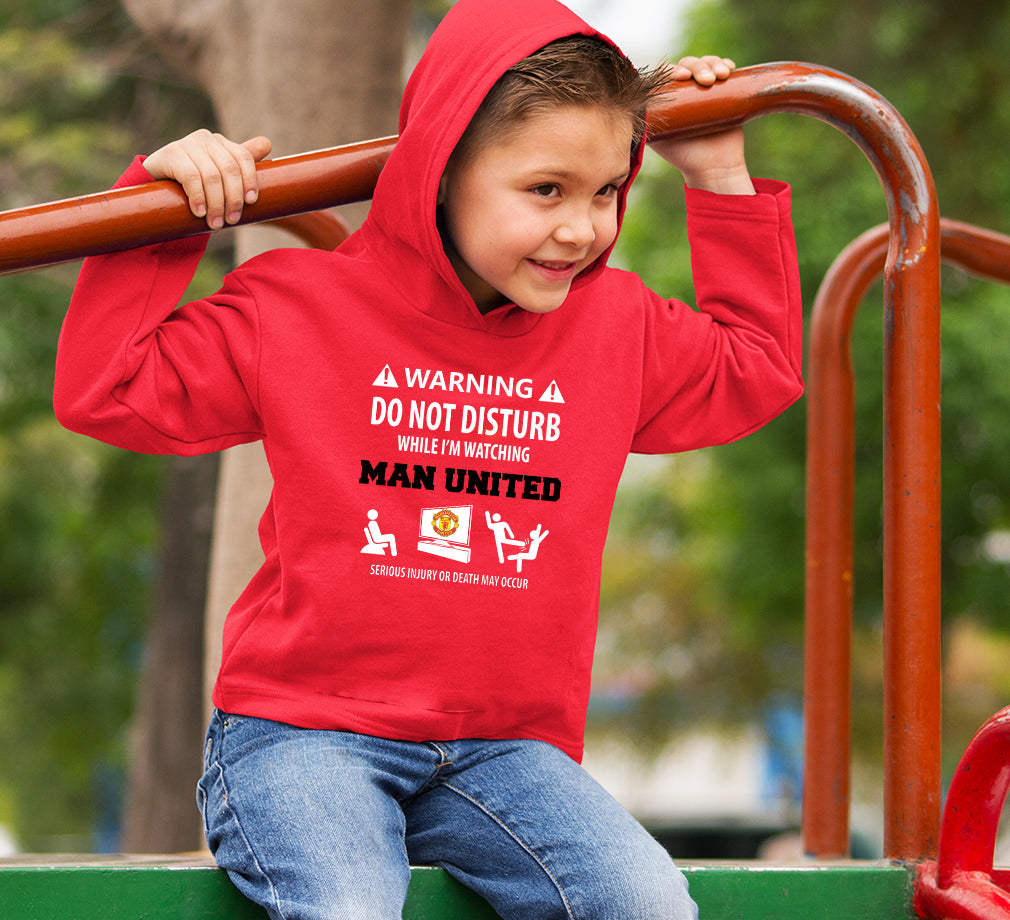 Warning Man United Hoodie For Boys-FunkyTradition