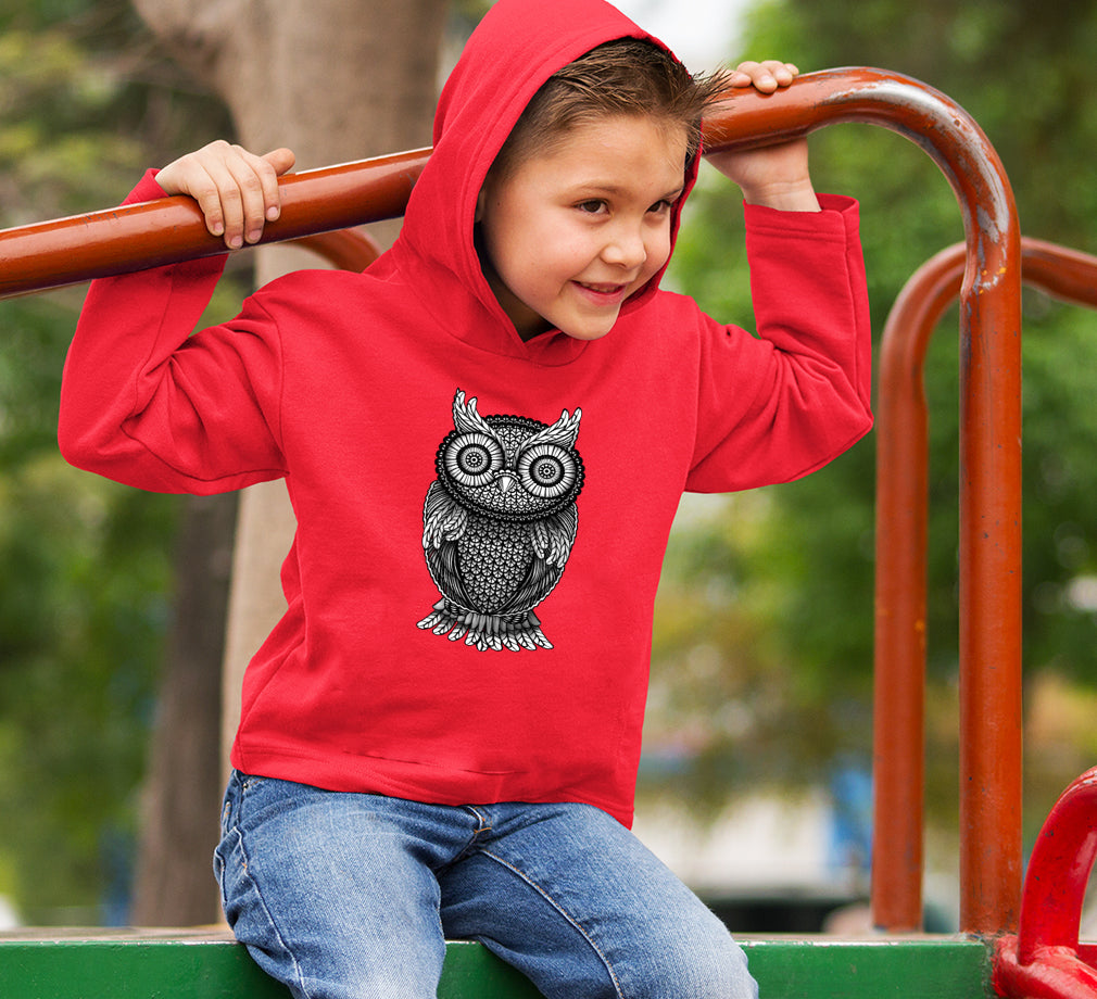 Ornamental Owl Hoodie For Boys-FunkyTradition