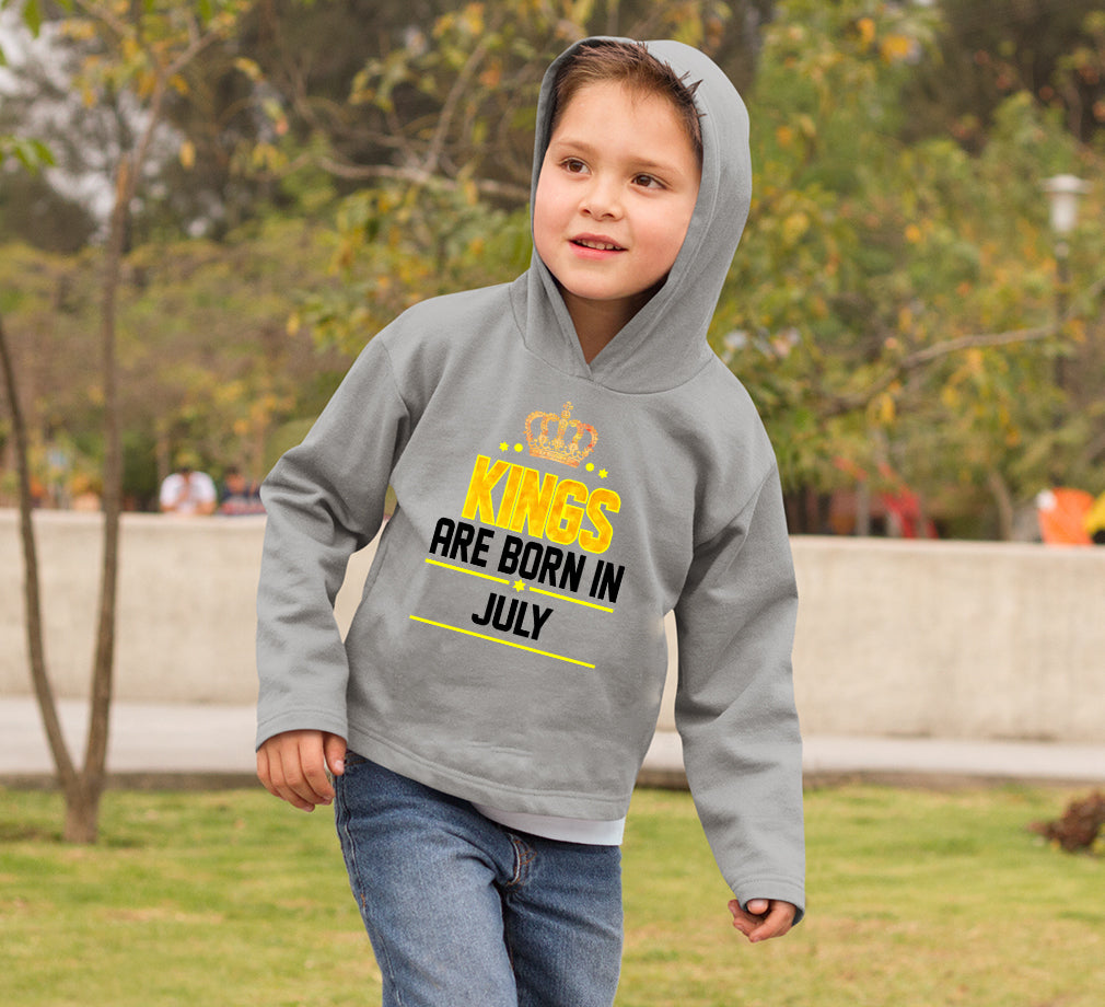 Kings Are Born In July Hoodie For Boys-FunkyTradition