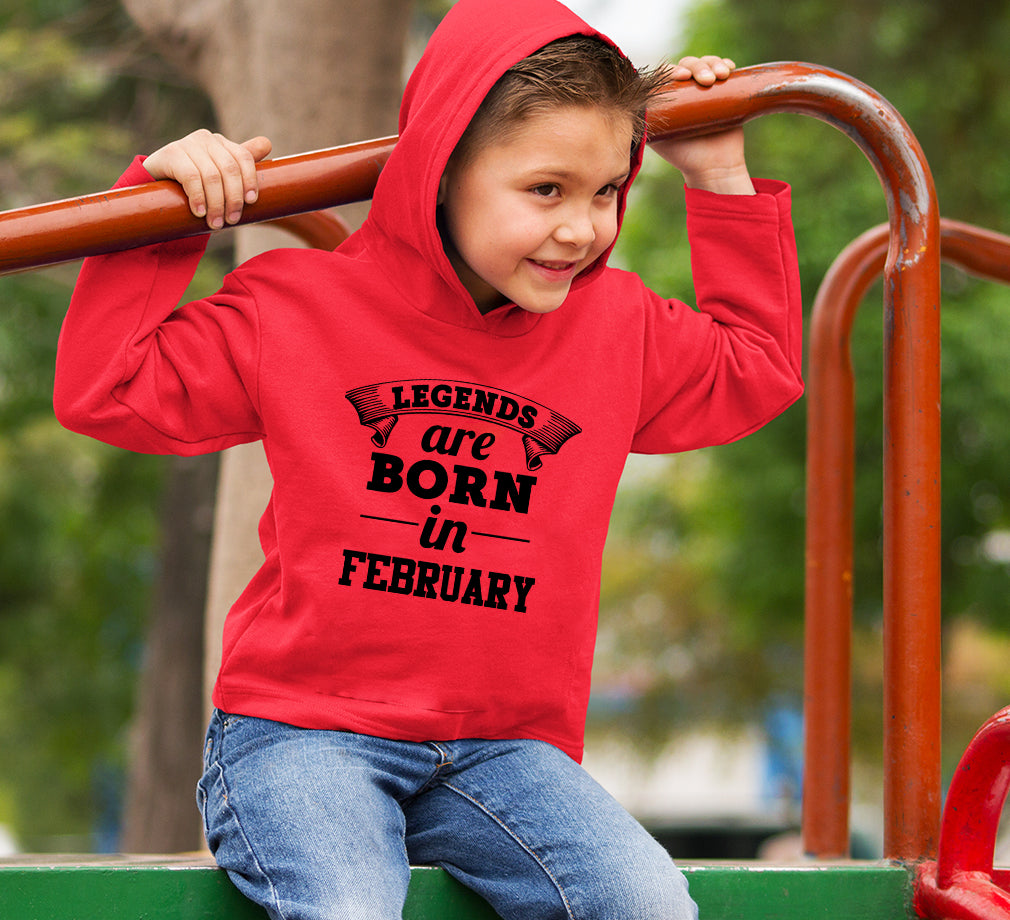 Legends are Born in February Hoodie For Boys-FunkyTradition