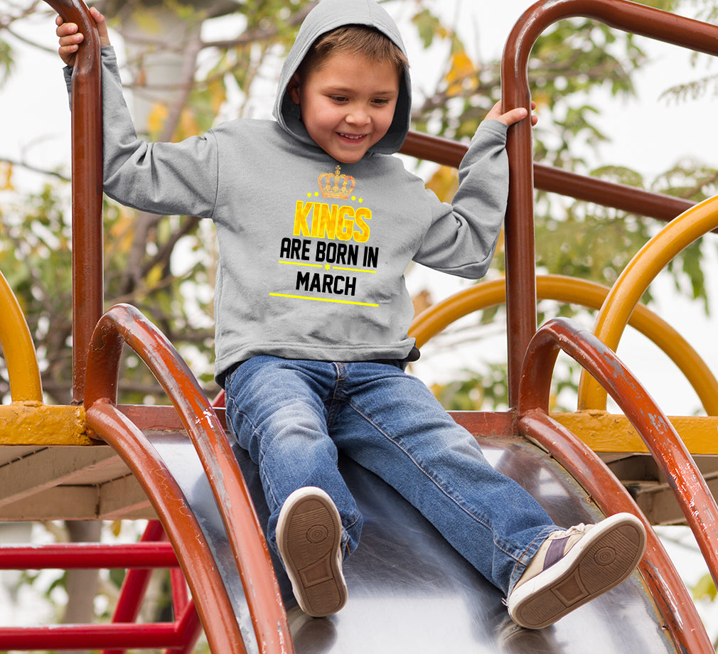 Kings Are Born In March Hoodie For Boys-FunkyTradition