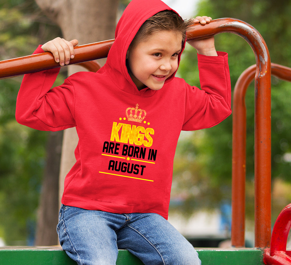 Kings Are Born In August Hoodie For Boys-FunkyTradition
