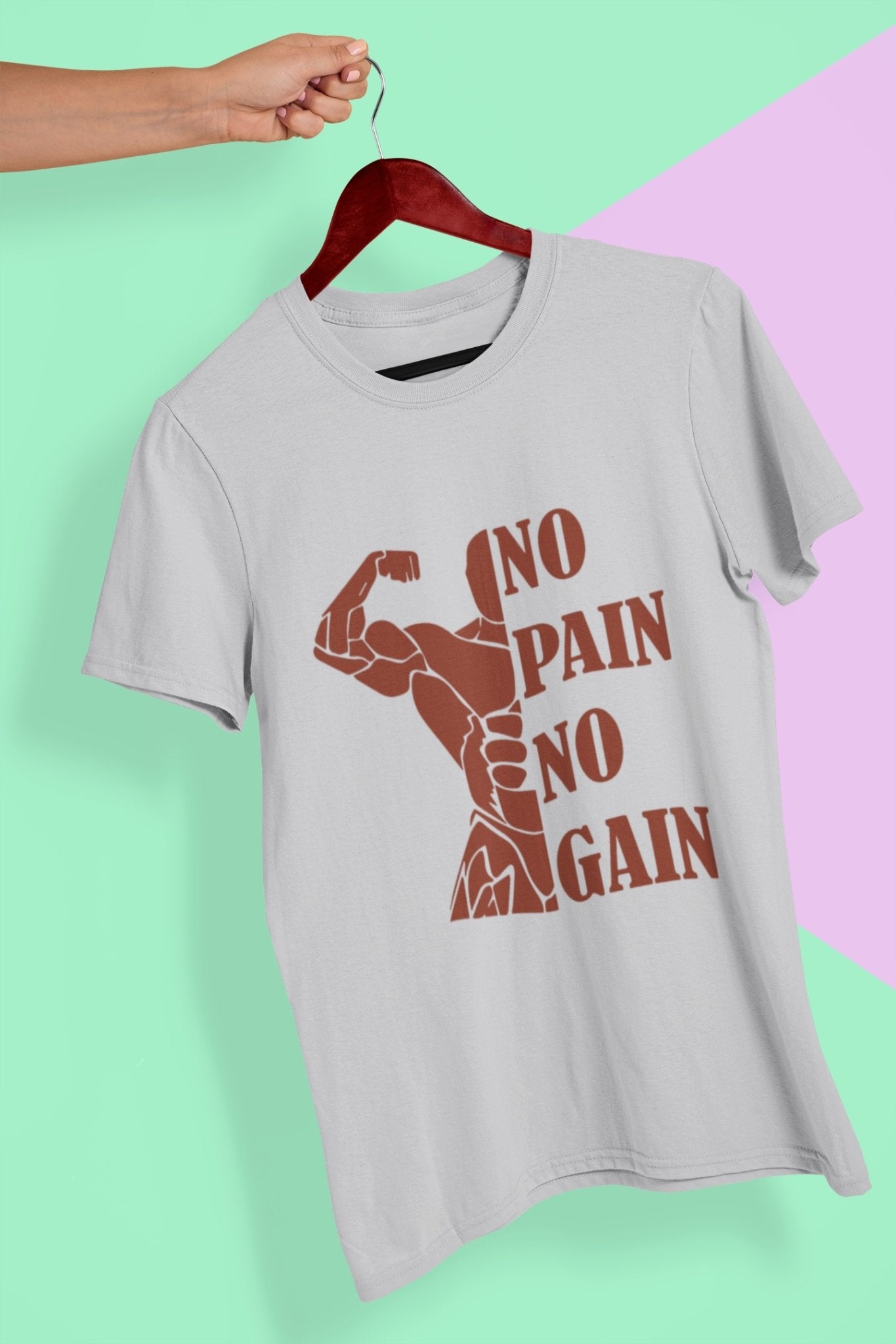 No Pain No Gain Gym And Workout Mens Half Sleeves T-shirt- FunkyTradition - Funky Tees Club