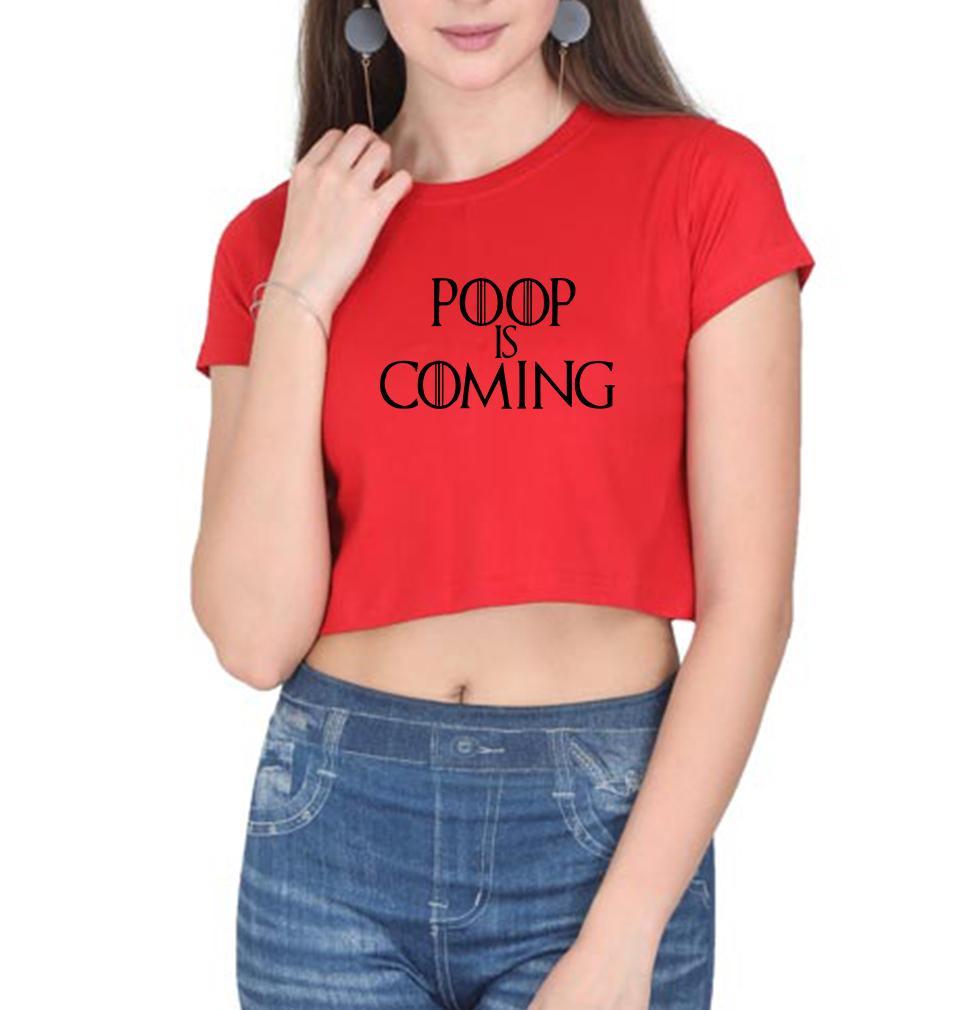 Poop Is Coming Womens Crop Top-FunkyTradition Half Sleeves T-Shirt FunkyTradition