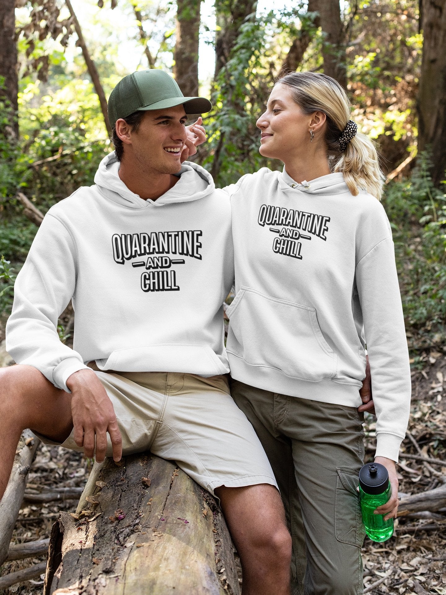 Quarantine And Chill Couple Hoodie-FunkyTradition - Funky Tees Club