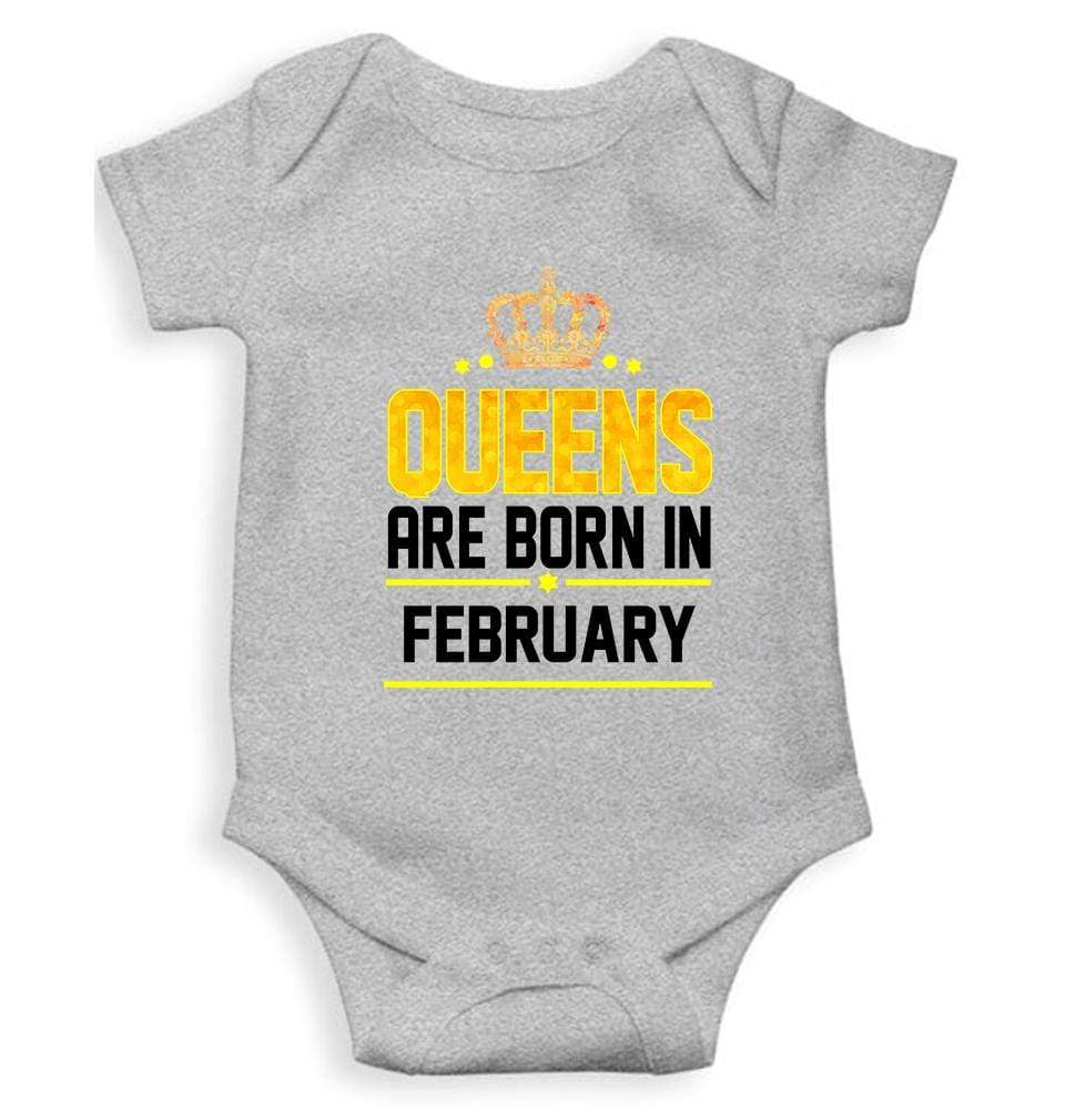 Queens Are  Born In February Rompers for Baby Girl- FunkyTradition FunkyTradition
