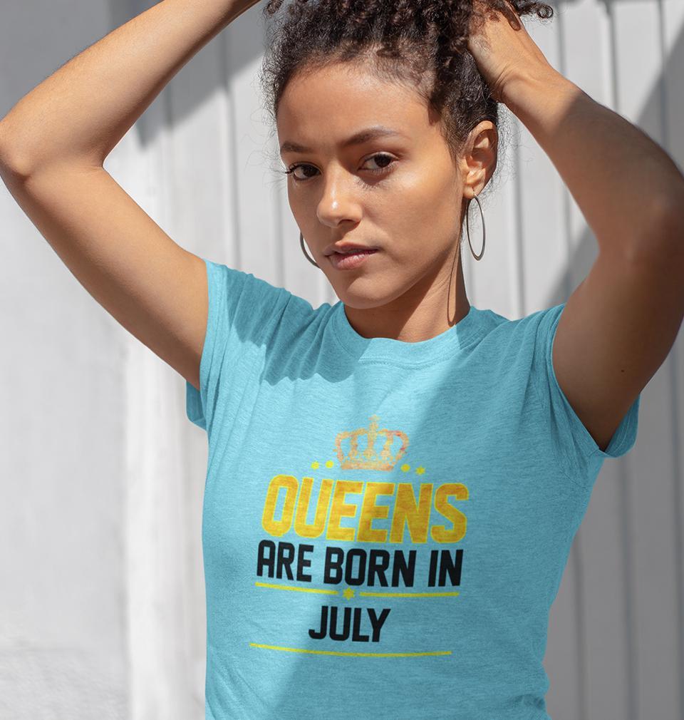 Queens Are Born In July Womens Half Sleeves T-Shirts-FunkyTradition Half Sleeves T-Shirt FunkyTradition