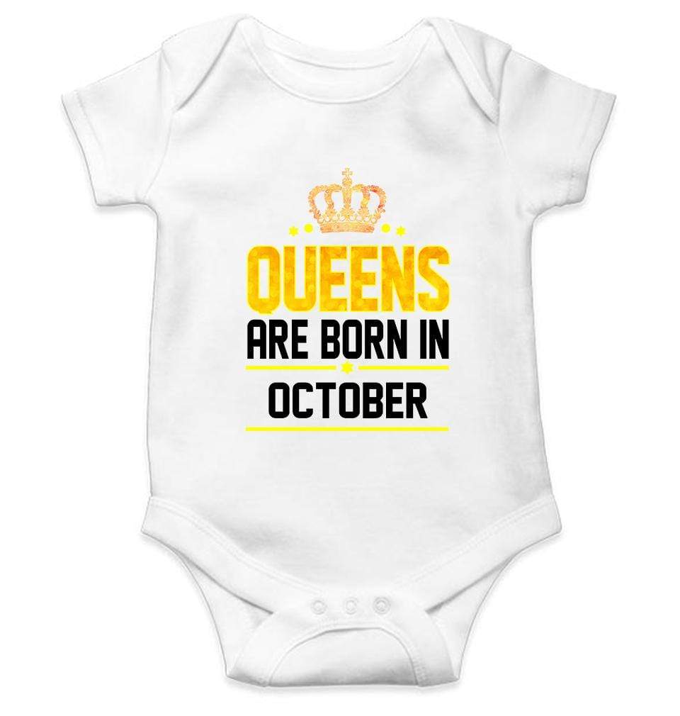 Queens Are Born In October Rompers for Baby Girl- FunkyTradition FunkyTradition