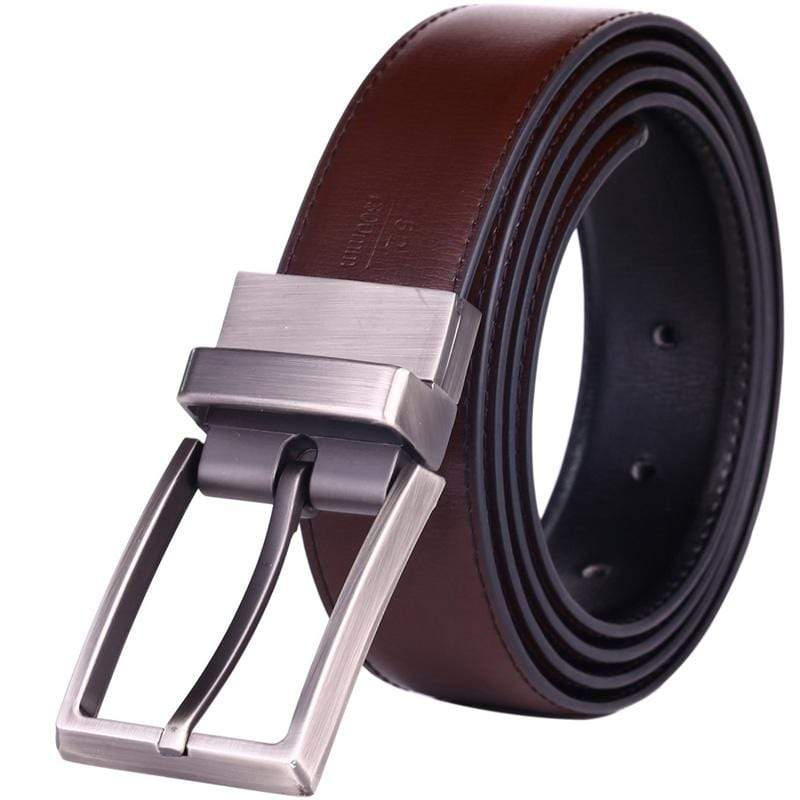 Silver Pin Buckle Genuine Leather belts for men - FunkyTradition Belts FunkyTradition