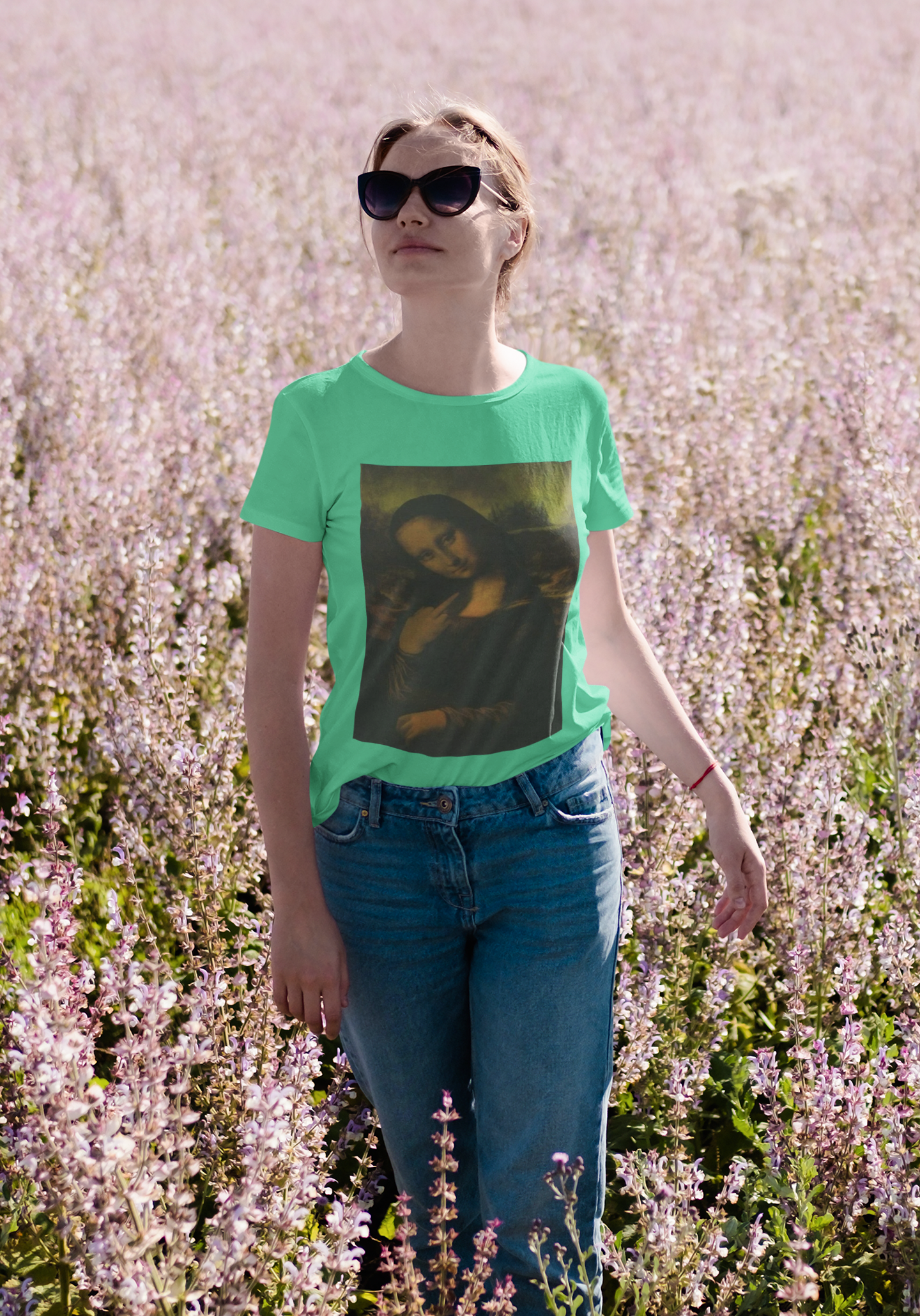Monalisa Women Half Sleeves T-shirt- FunkyTradition