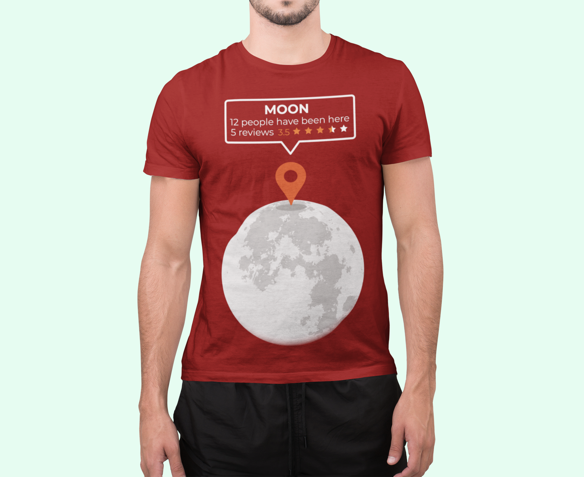Moon Location Men Half Sleeves T-Shirt- FunkyTradition