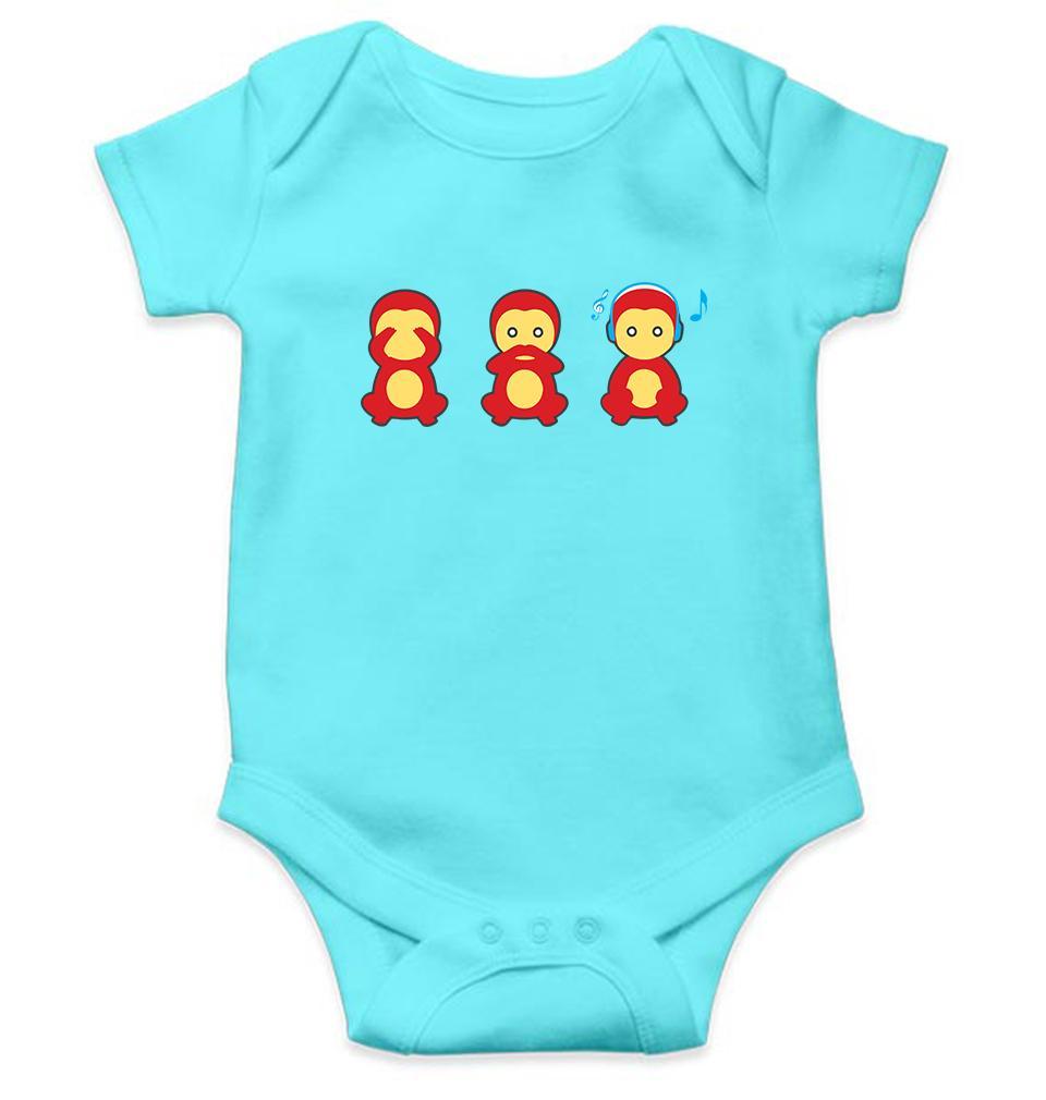 The Three wise monkeys Node Rompers for Baby Boy- FunkyTradition FunkyTradition