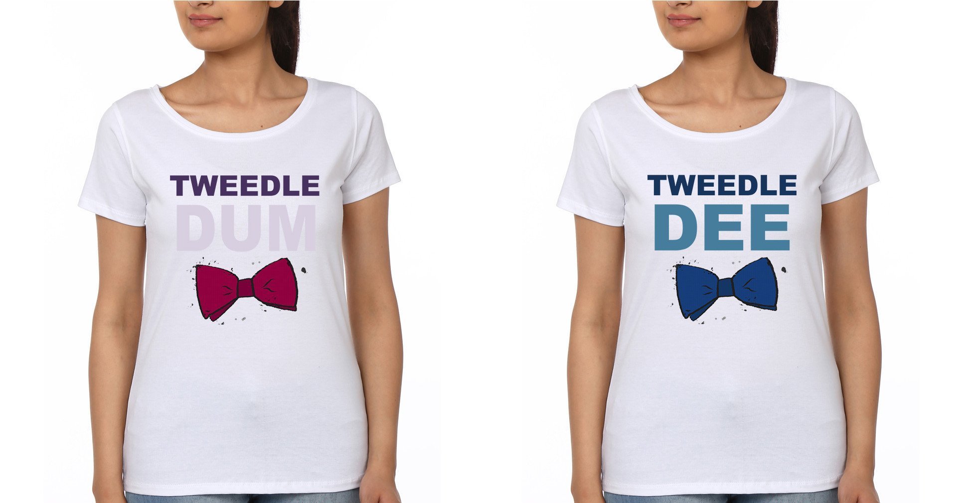 Tweedle Dee&Dum BFF Half Sleeves T-Shirts-FunkyTees - Funky Tees Club