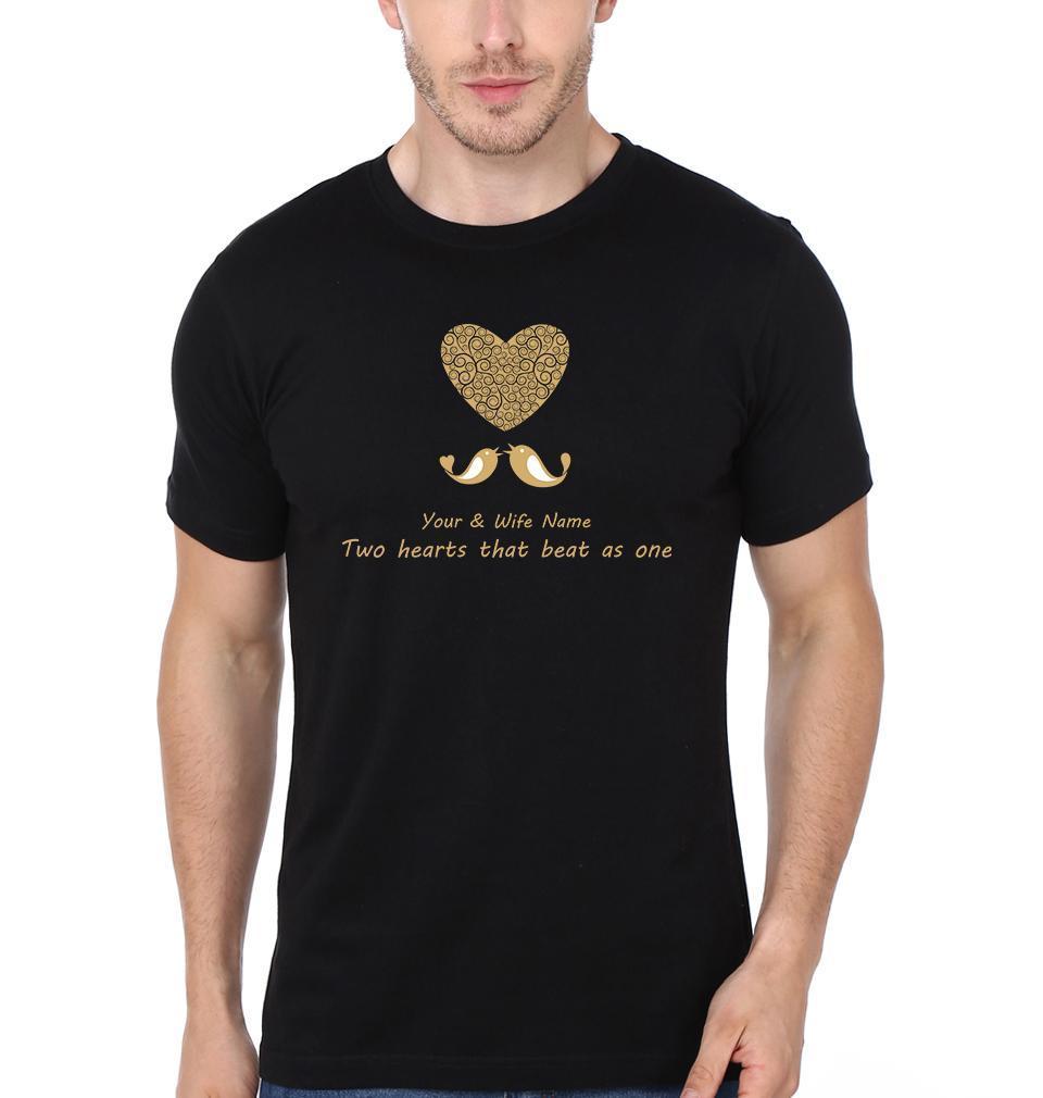 Two Hearts Couple Half Sleeves T-Shirts -FunkyTees - Funky Tees Club