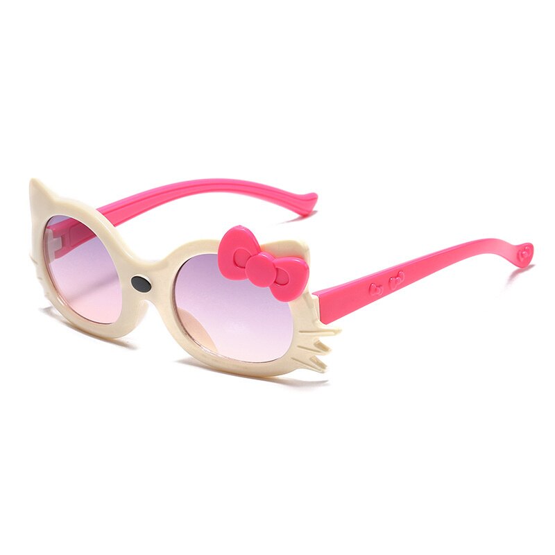 White Round Cat Eye Sport Sunglasses For Boys And Girls-FunkyTradition (4+ Kids Sunglasses)