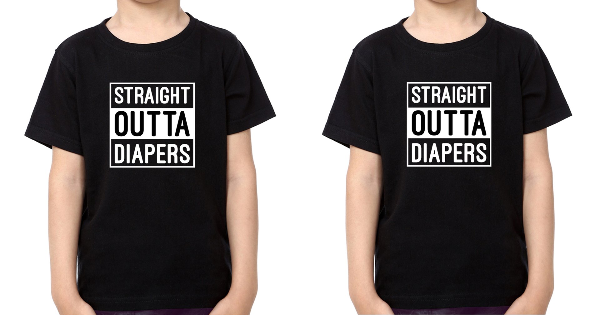 Straight outta Diapers Brother-Brother Kids Half Sleeves T-Shirts -FunkyTradition