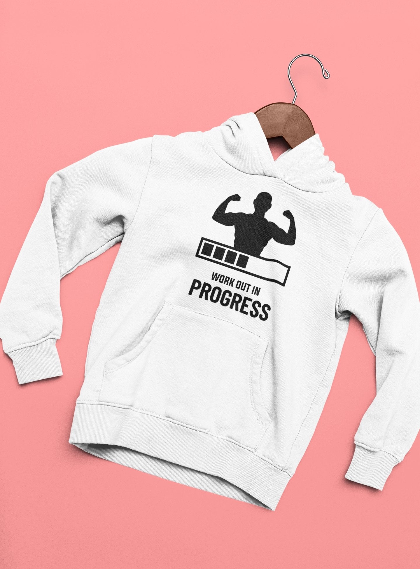 Work Out In Progress Typography Hoodies for Women-FunkyTradition - Funky Tees Club
