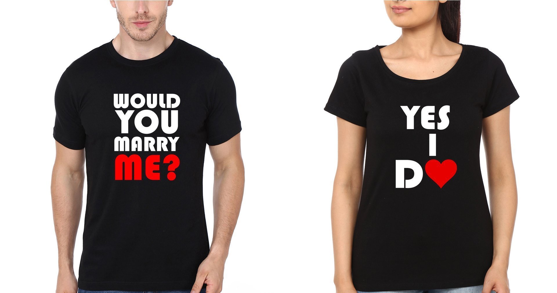 Would You Marry Me Yes I Do Couple Half Sleeves T-Shirts -FunkyTees - Funky Tees Club