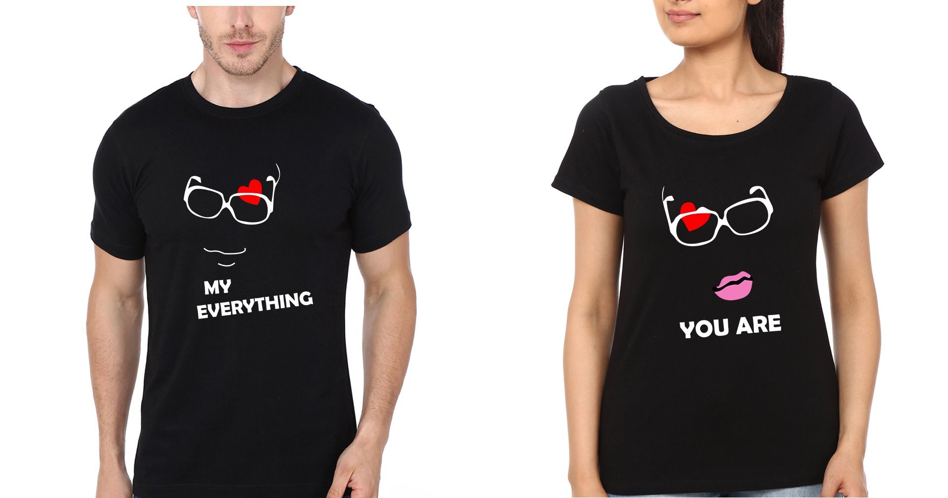 You Are My Everything Couple Half Sleeves T-Shirts -FunkyTees - Funky Tees Club